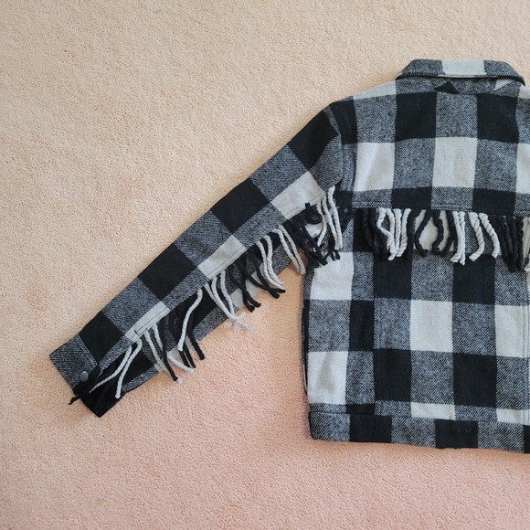 LUCKY BRAND Wool Blend Fringe Buffalo Check Jacket - Picture 5 of 14